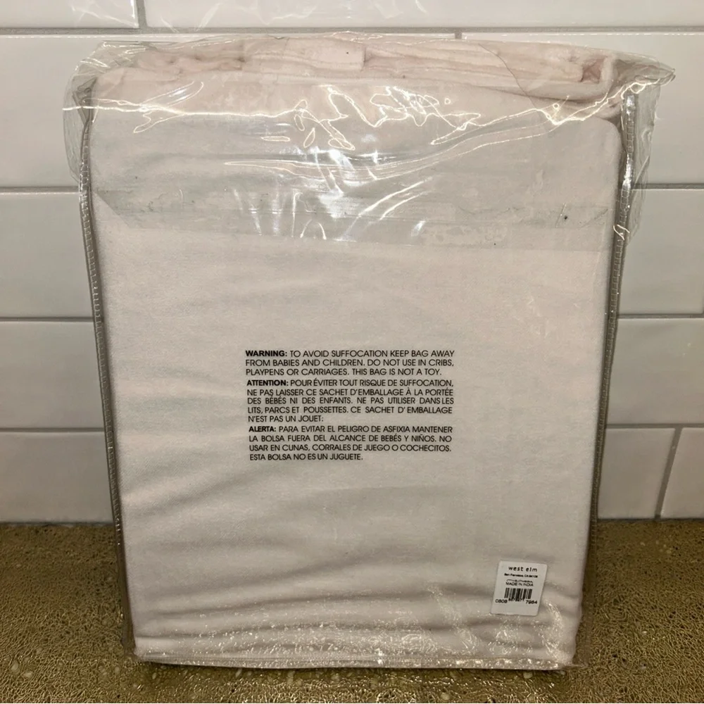 West Elm 100% Cotton Velvet Curtain, Alabaster Ivory, Unlined, 48x84